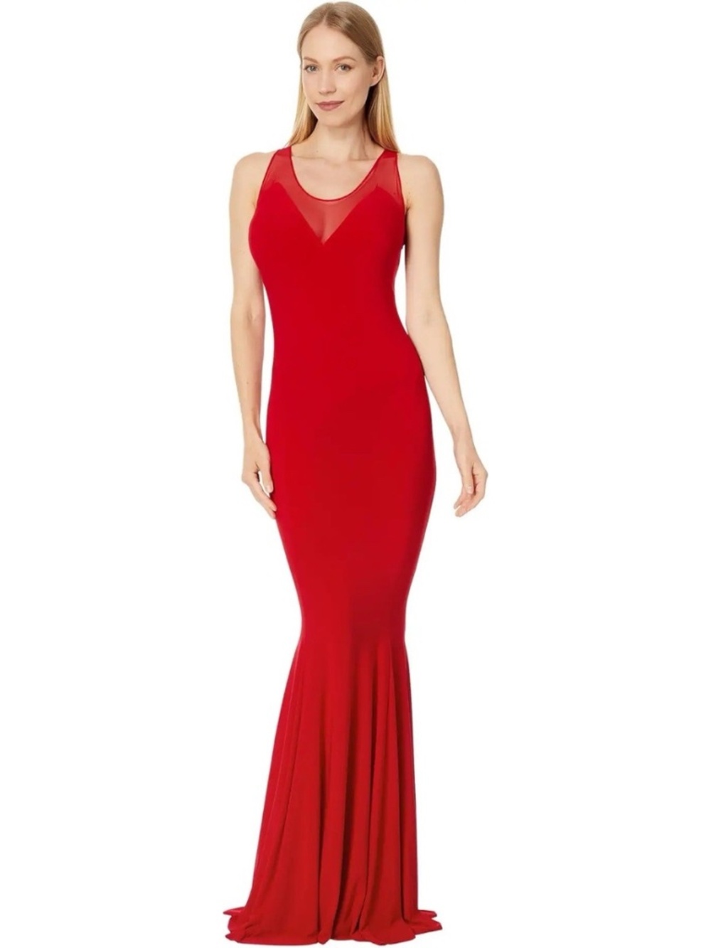 Norma Kamali Racer Fishtail Gown Women Size Large Color Tiger Red/Tiger Red NEW!